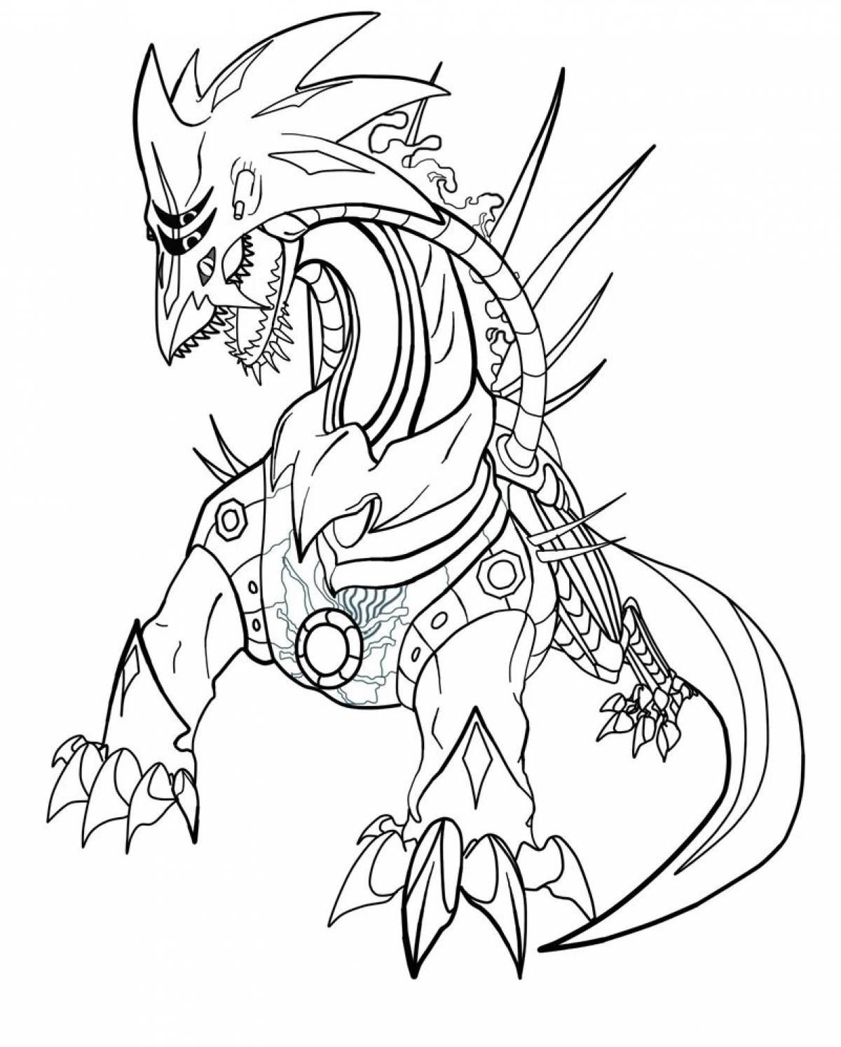 Deluxe robot dragon coloring page