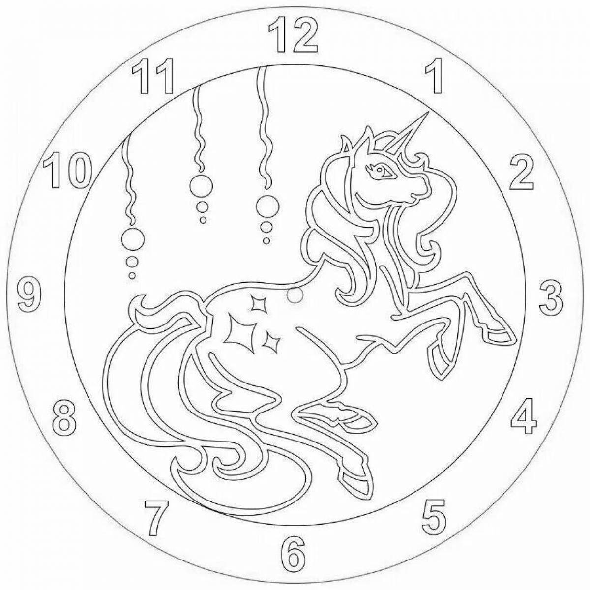Fun coloring unicorn clock