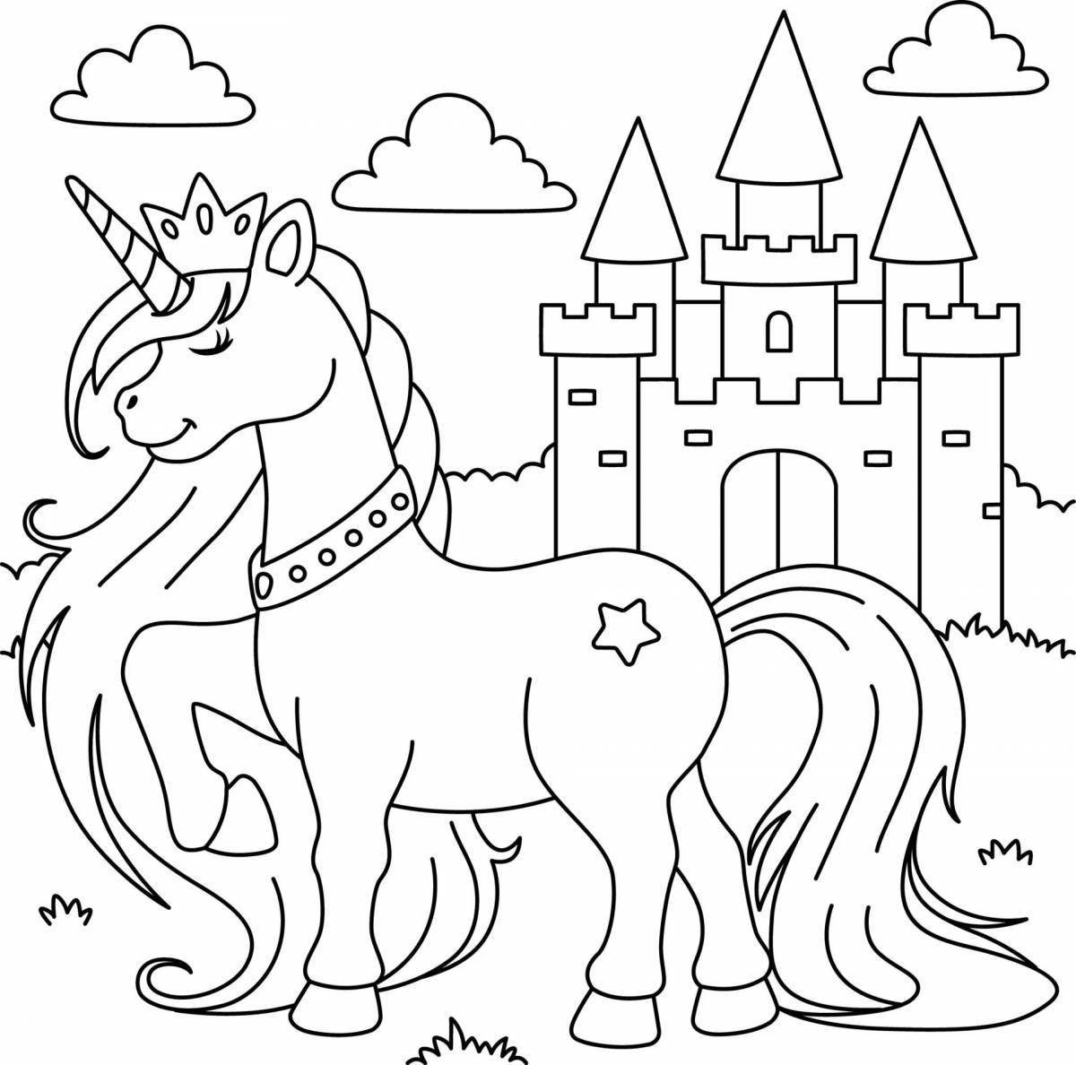 Joyful coloring clock unicorn