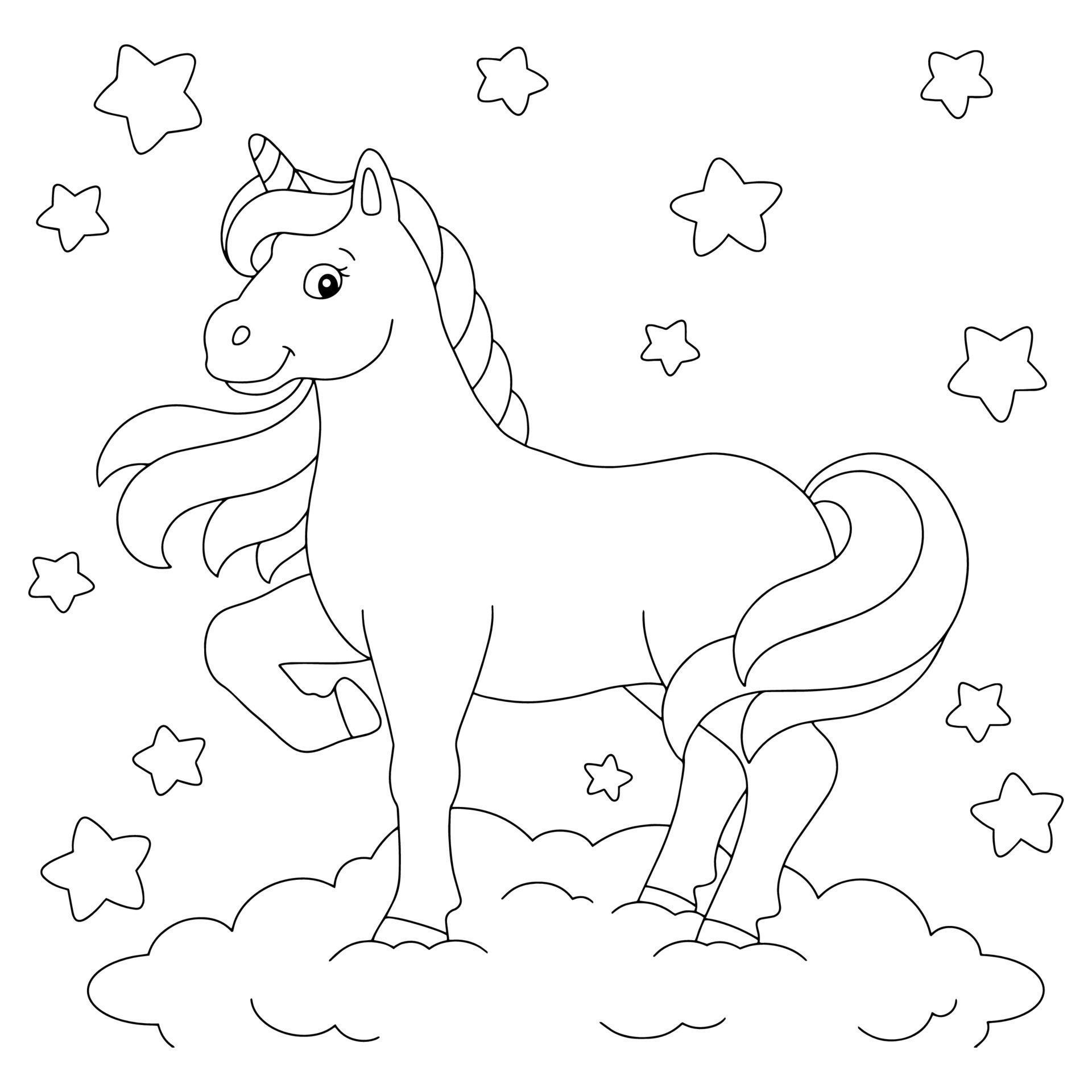 Shining unicorn watch coloring book