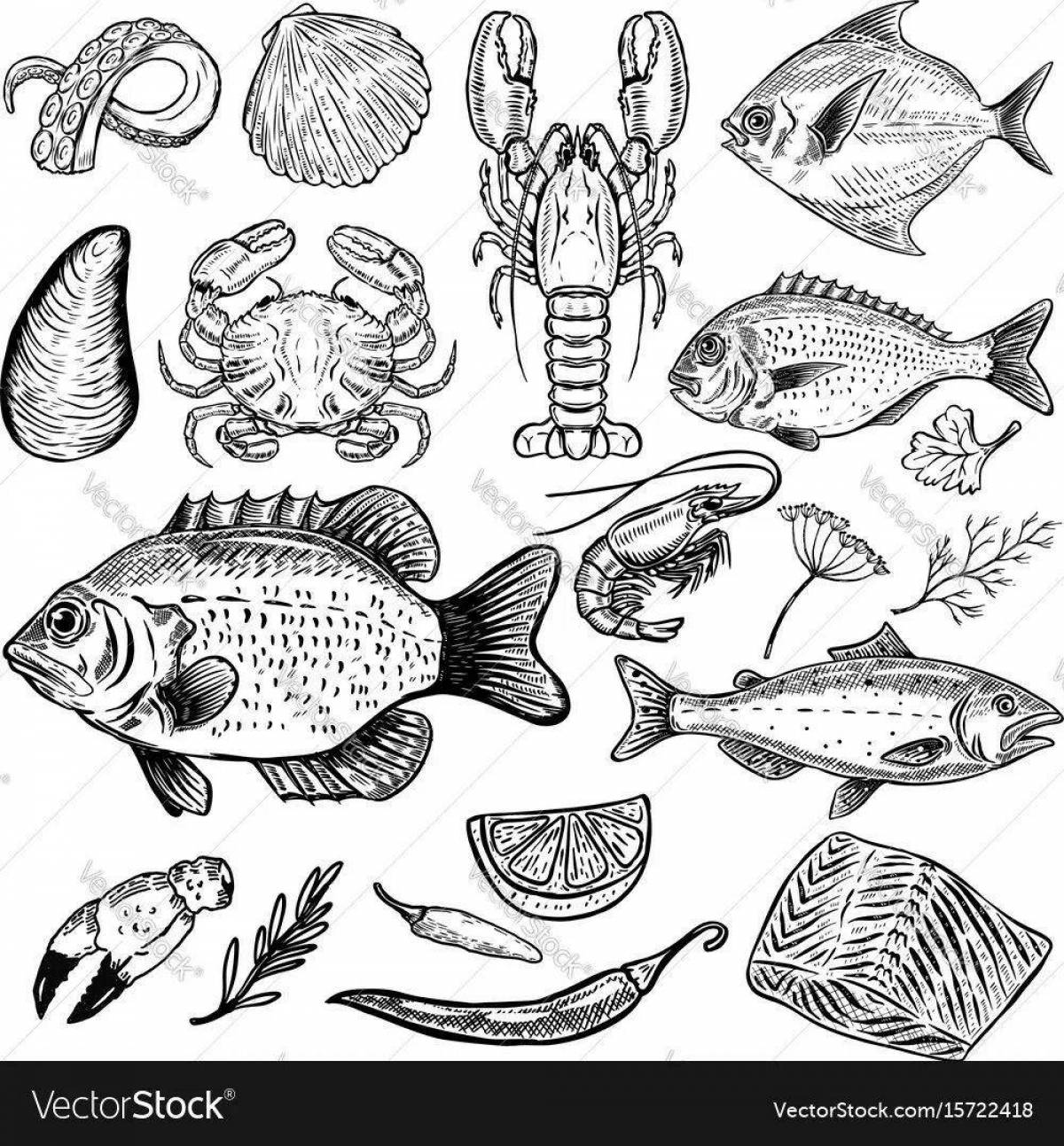 Cute fish coloring book
