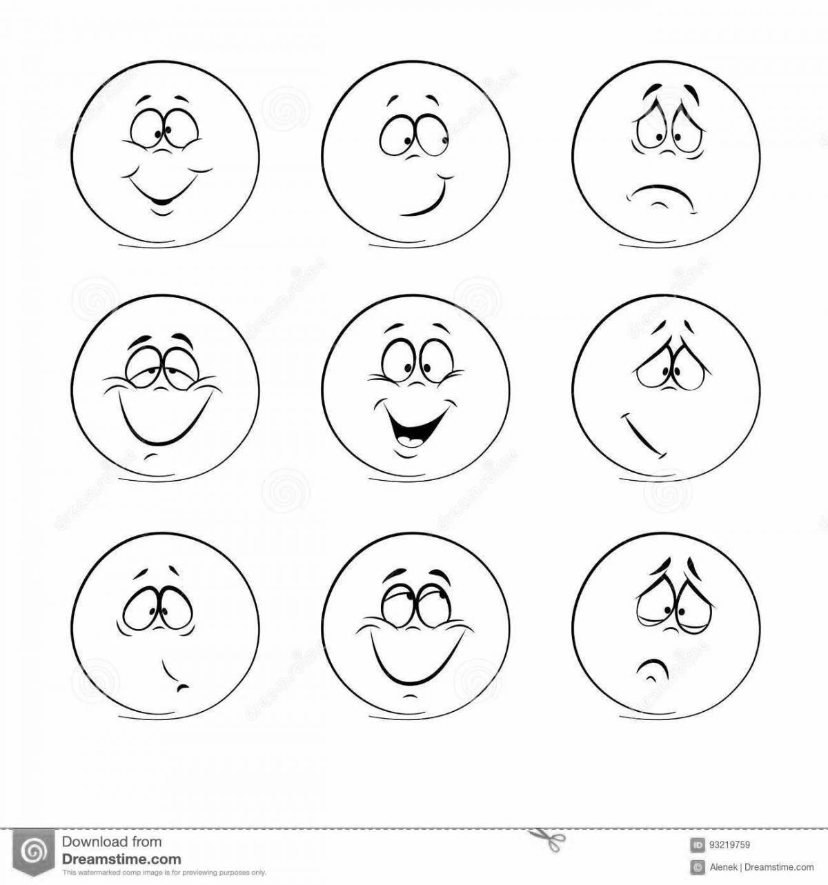 Coloring page of the glowing emoticon