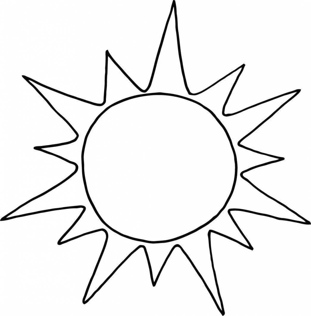 Glowing sun pattern coloring page