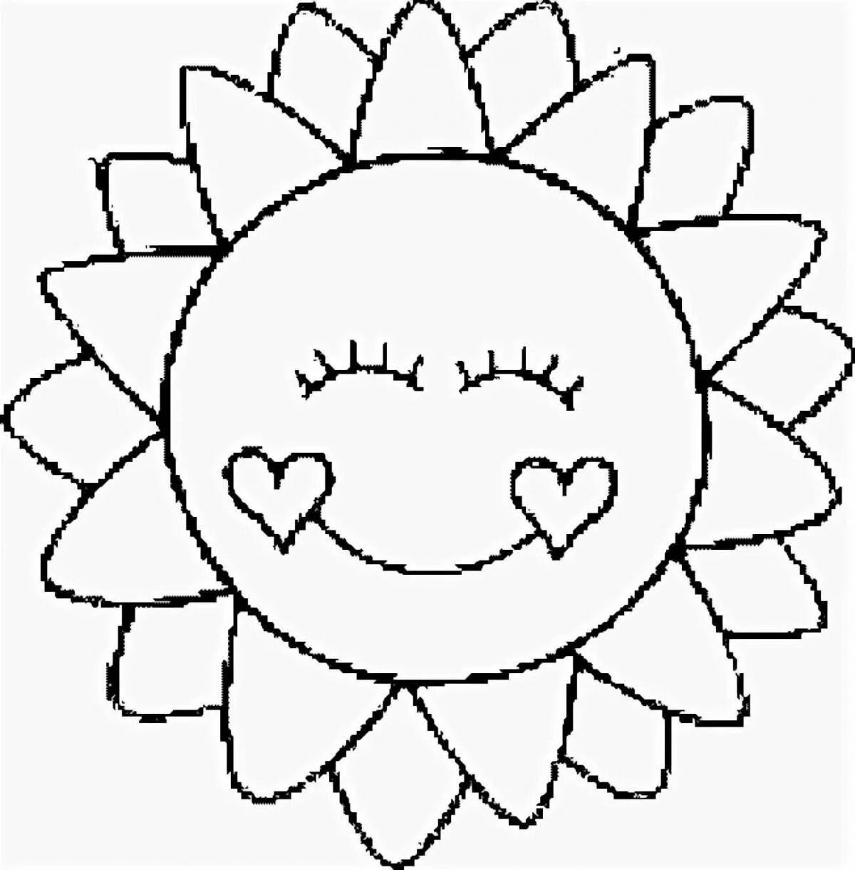 Coloring book with awesome sun pattern