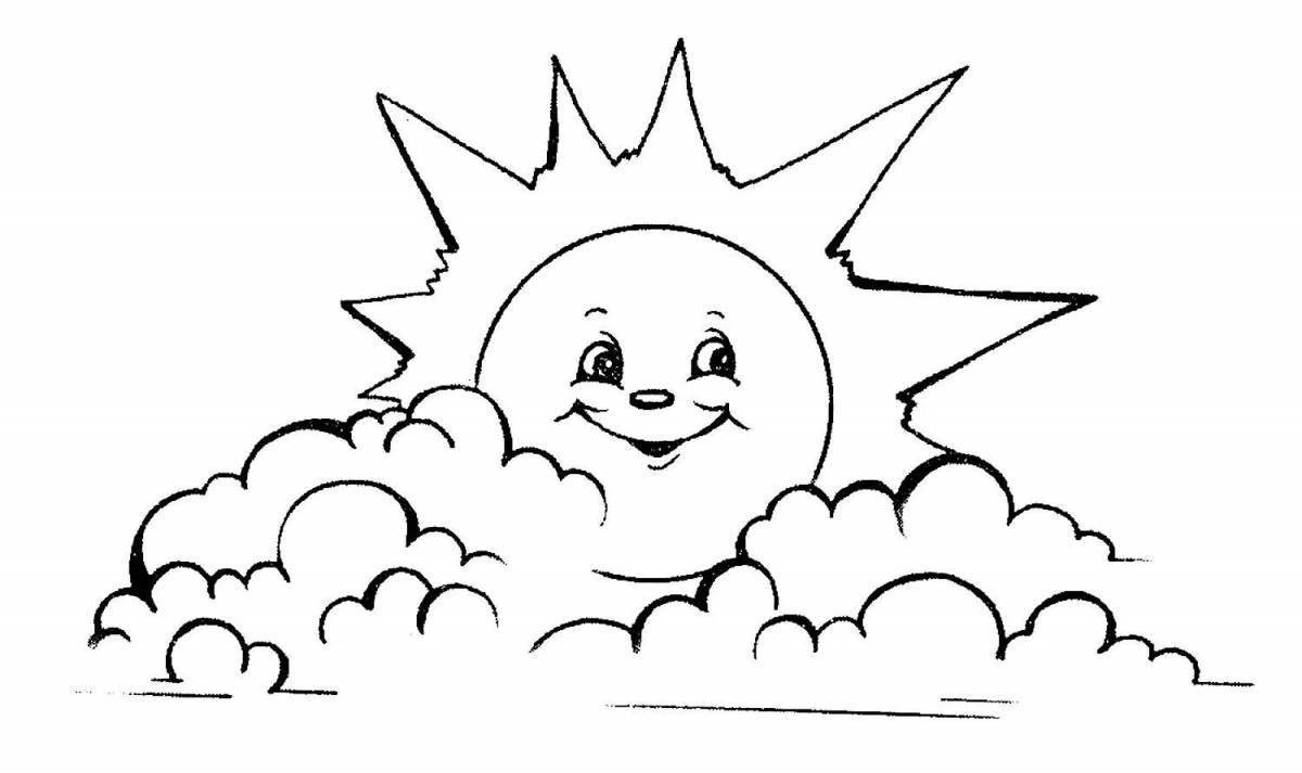 Coloring book funny sun pattern