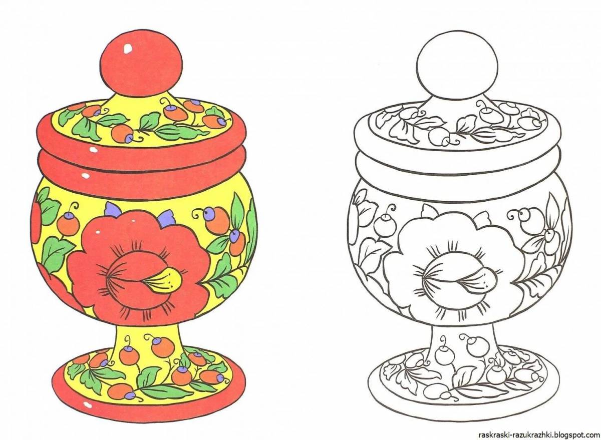 Coloring exquisite Khokhloma toy