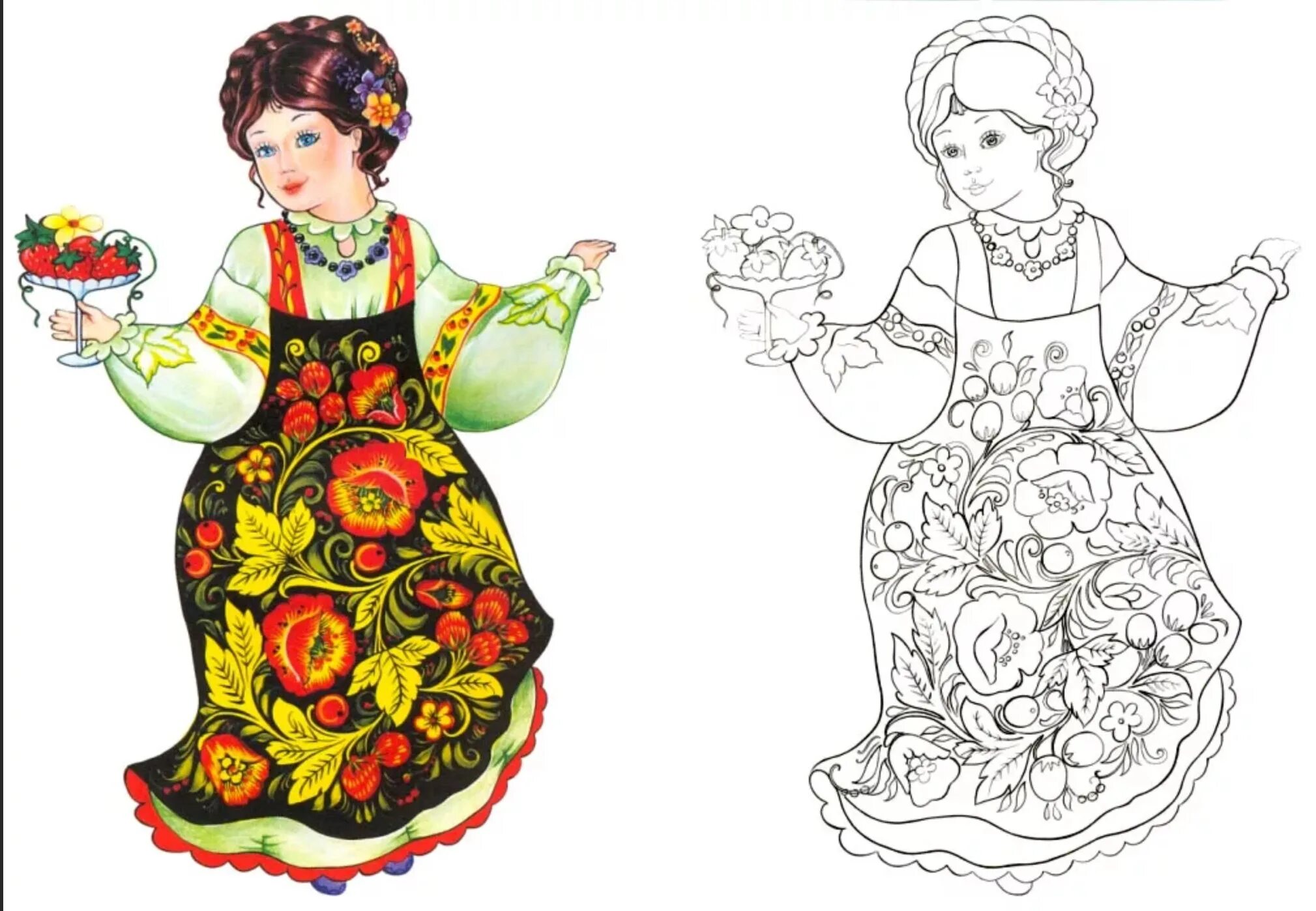 Intricate Khokhloma toy coloring book