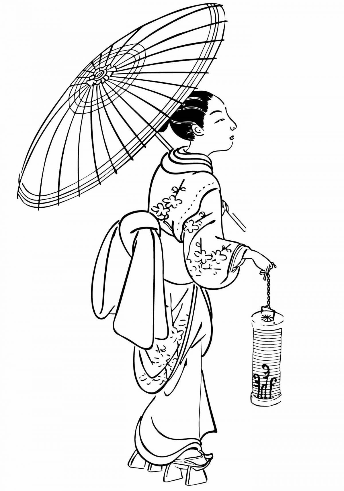 Japanese woman coloring page