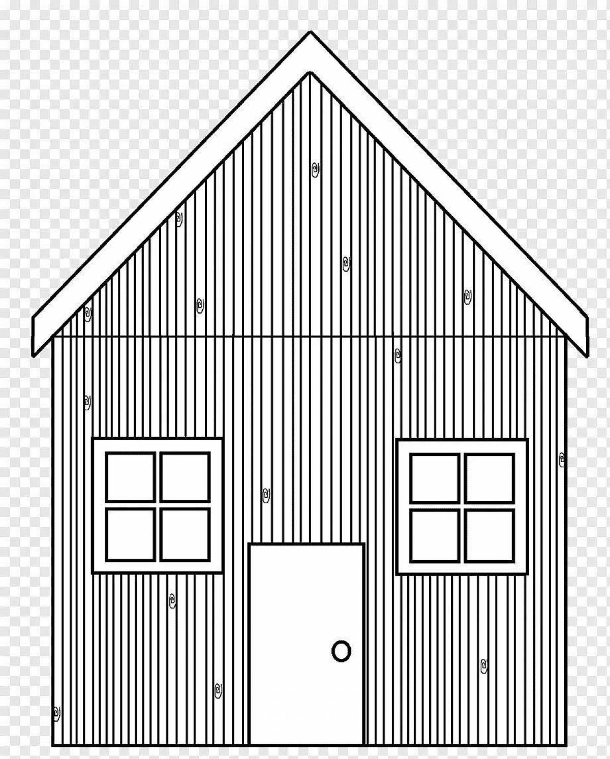 Playful brick house coloring page
