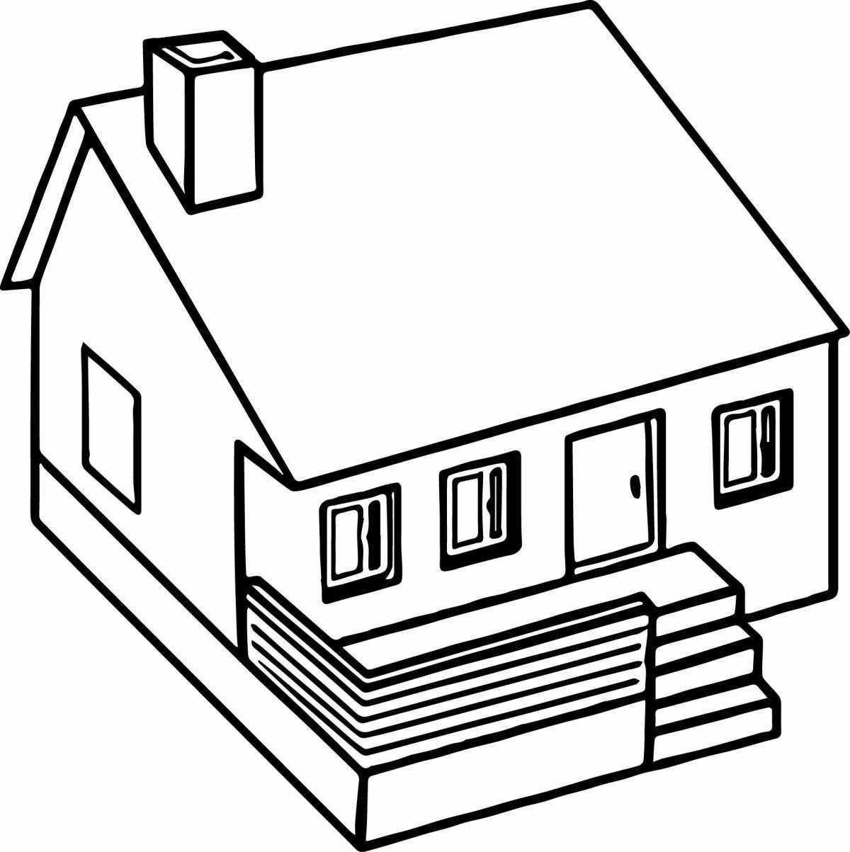 Glowing brick house coloring page