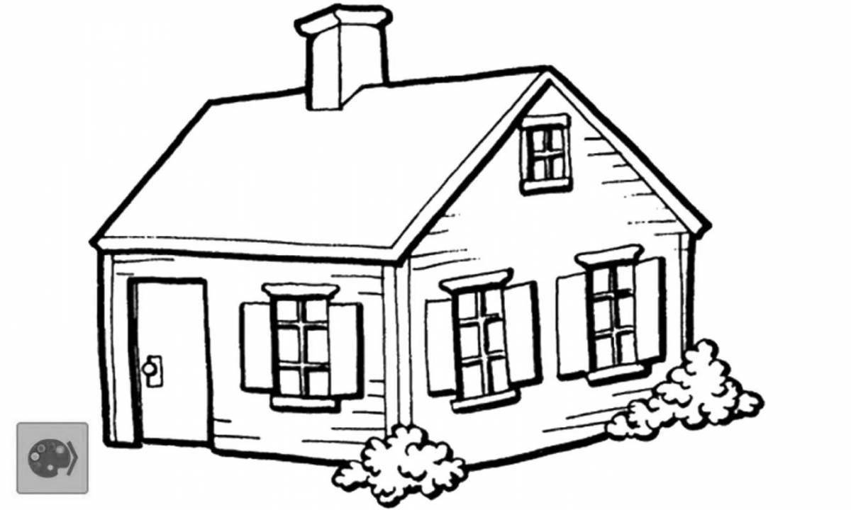 Exquisite brick house coloring page