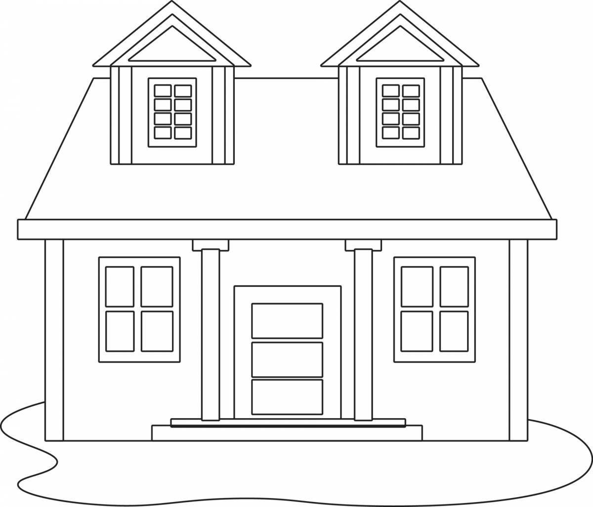 Fancy brick house coloring page