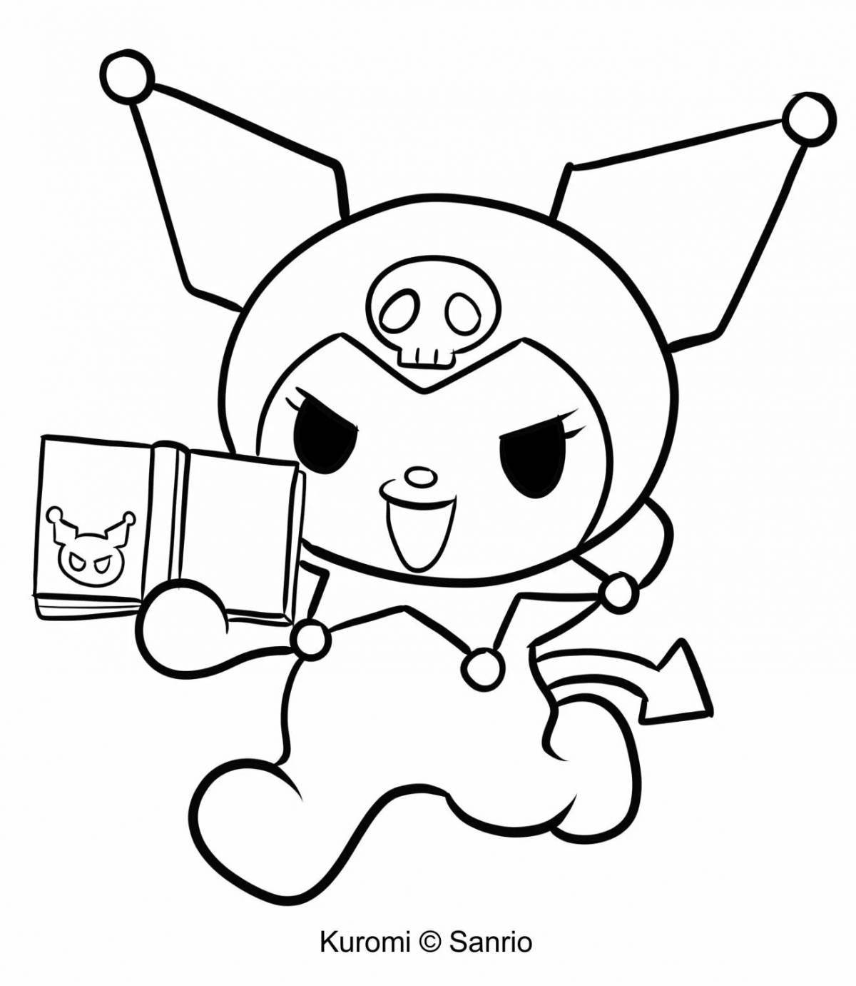 Colorful Kuromi seal coloring page