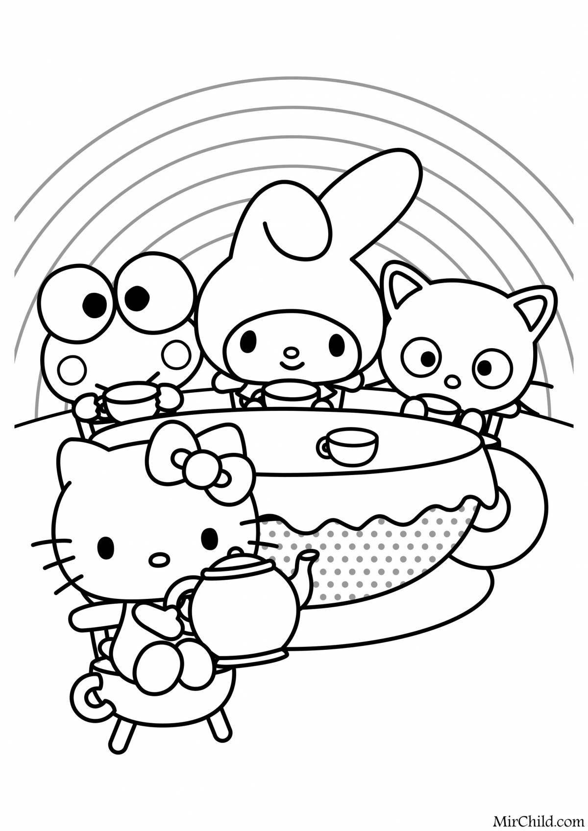 Kuromi adorable print coloring page