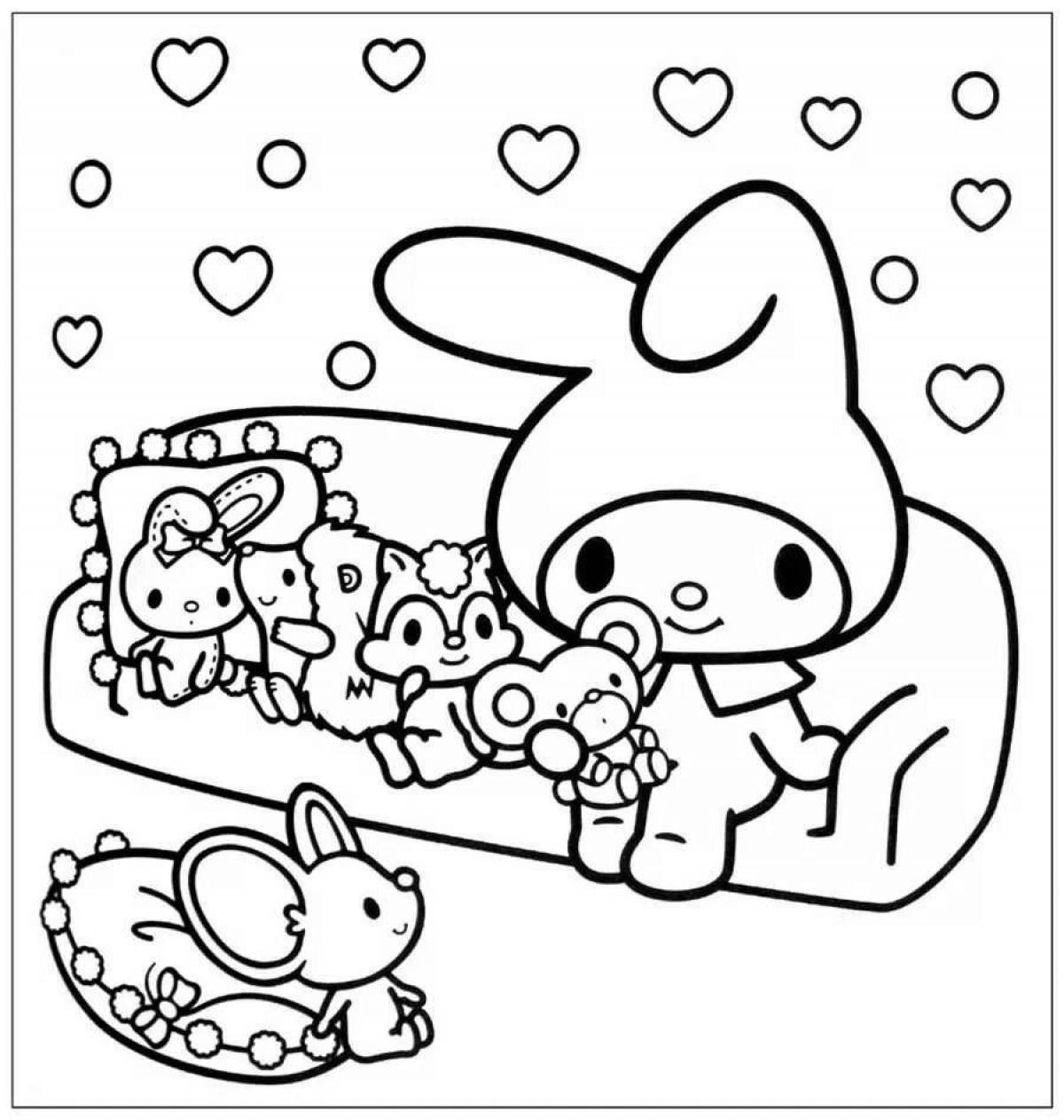 Kuromi colored seal coloring page