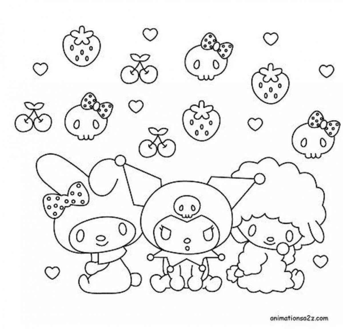 Kuromi beckoning seal coloring page