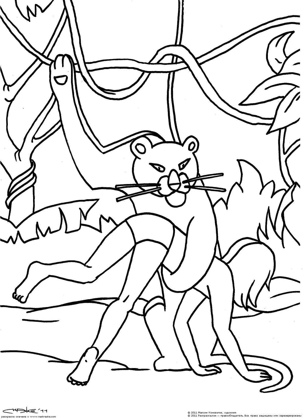 Exciting coloring of Mowgli and Bagheera