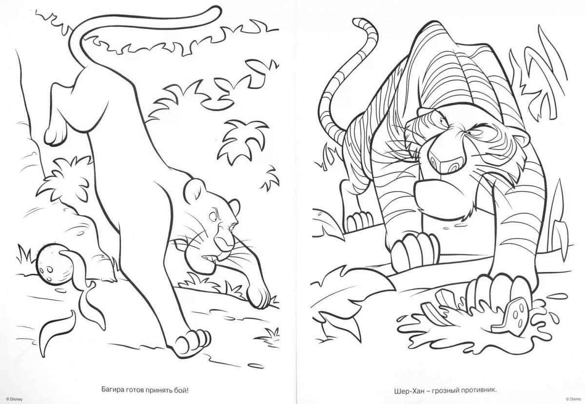 Gorgeous mowgli and bagheera coloring page