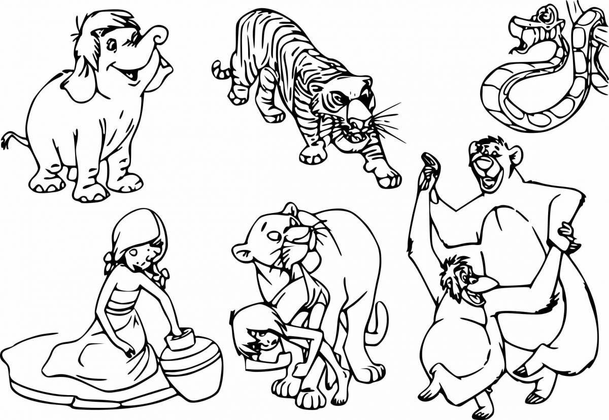 Charming mowgli and bagheera coloring book