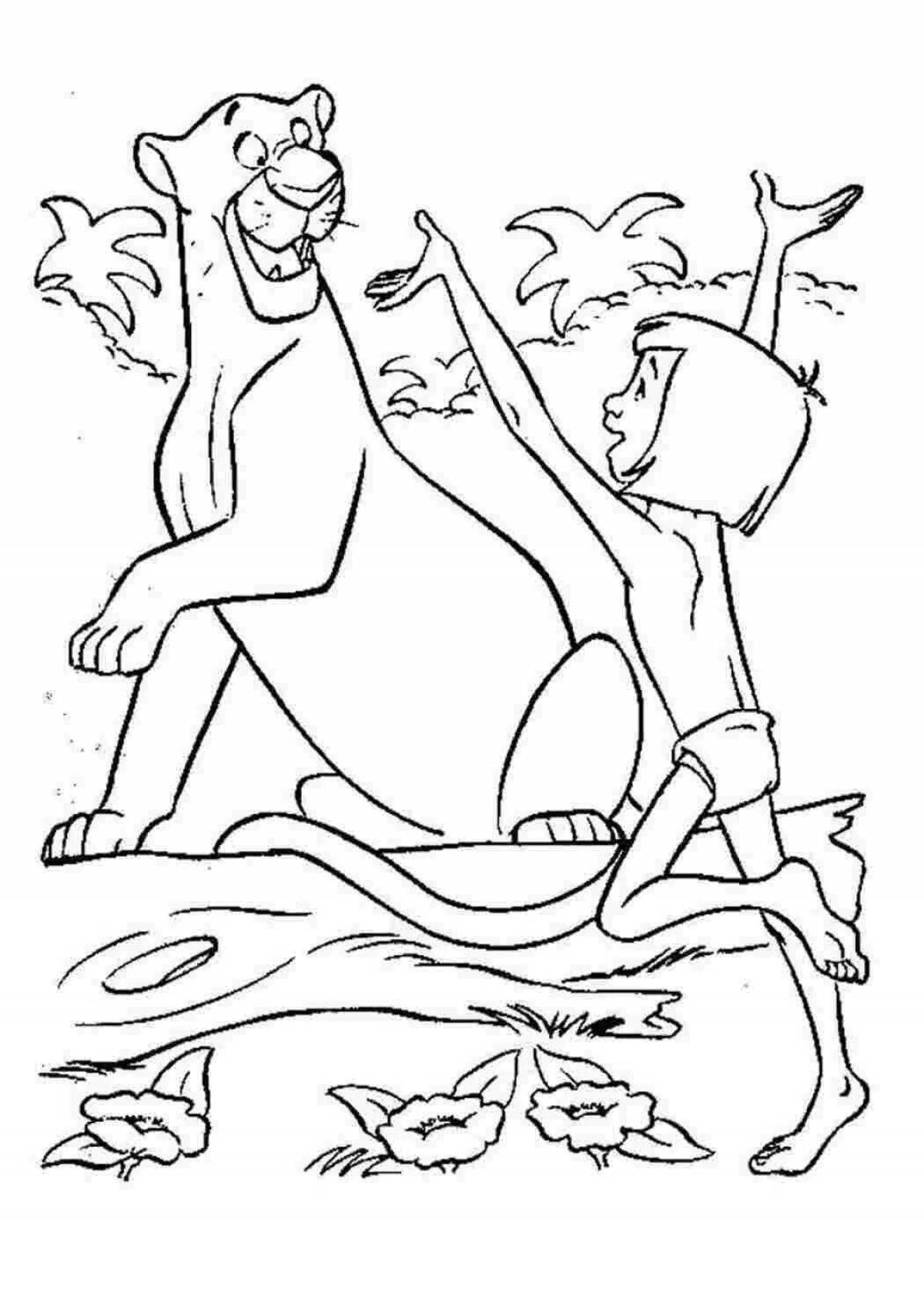 Amazing Mowgli and Bagheera coloring page