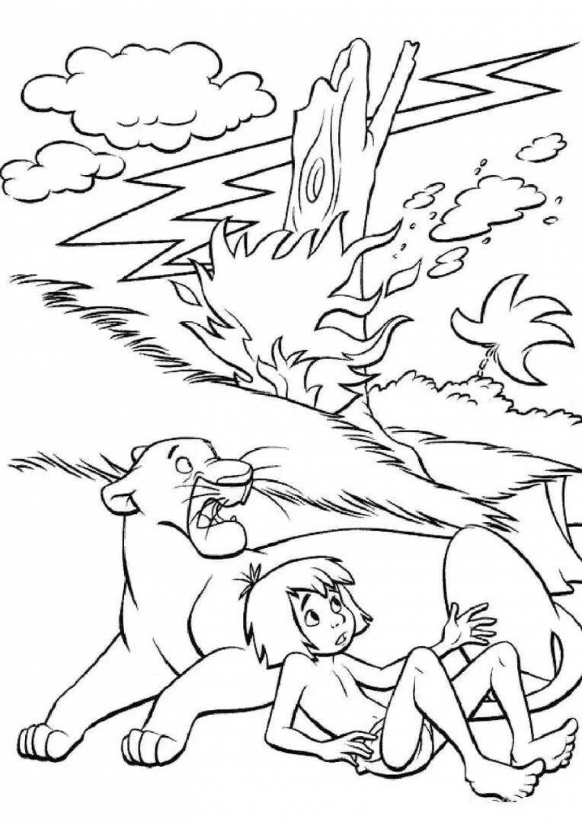 Mowgli and Bagheera coloring page