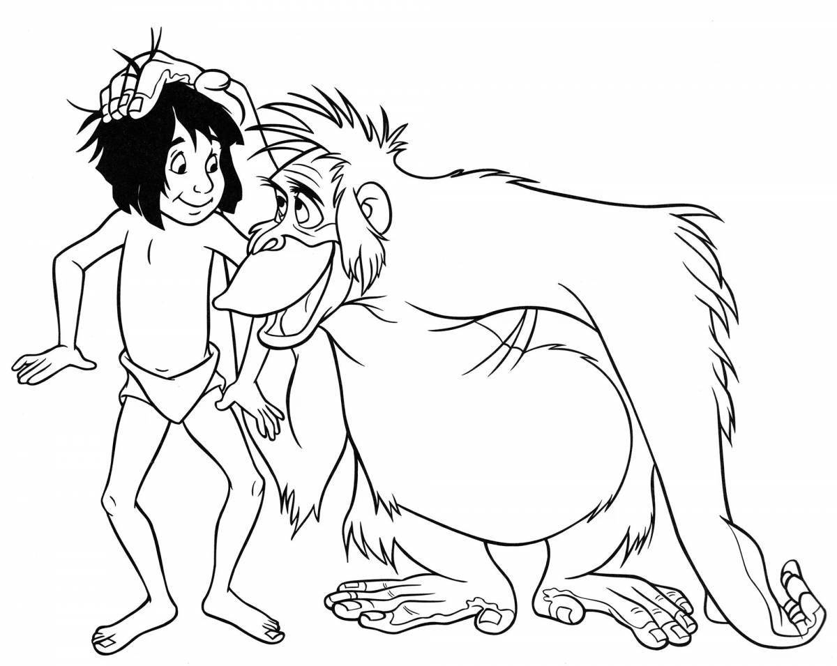 Elegant mowgli and bagheera coloring book