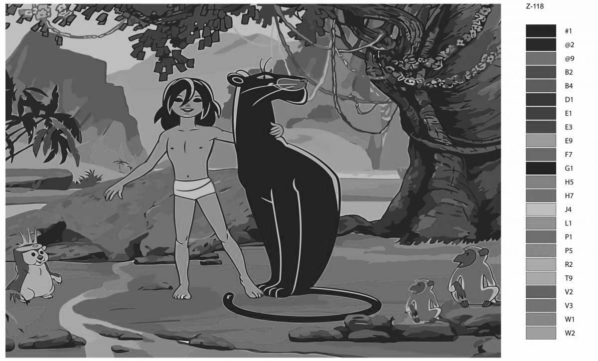 Coloring Mowgli and Bagheera