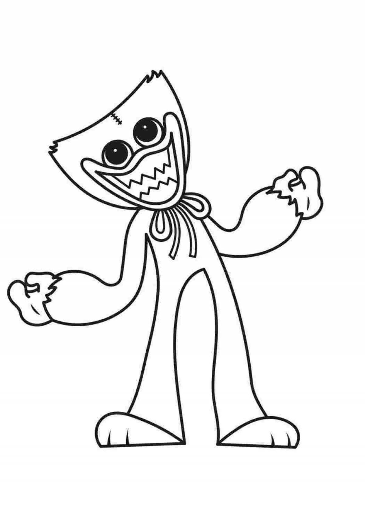 Huggy wuggy playful coloring page
