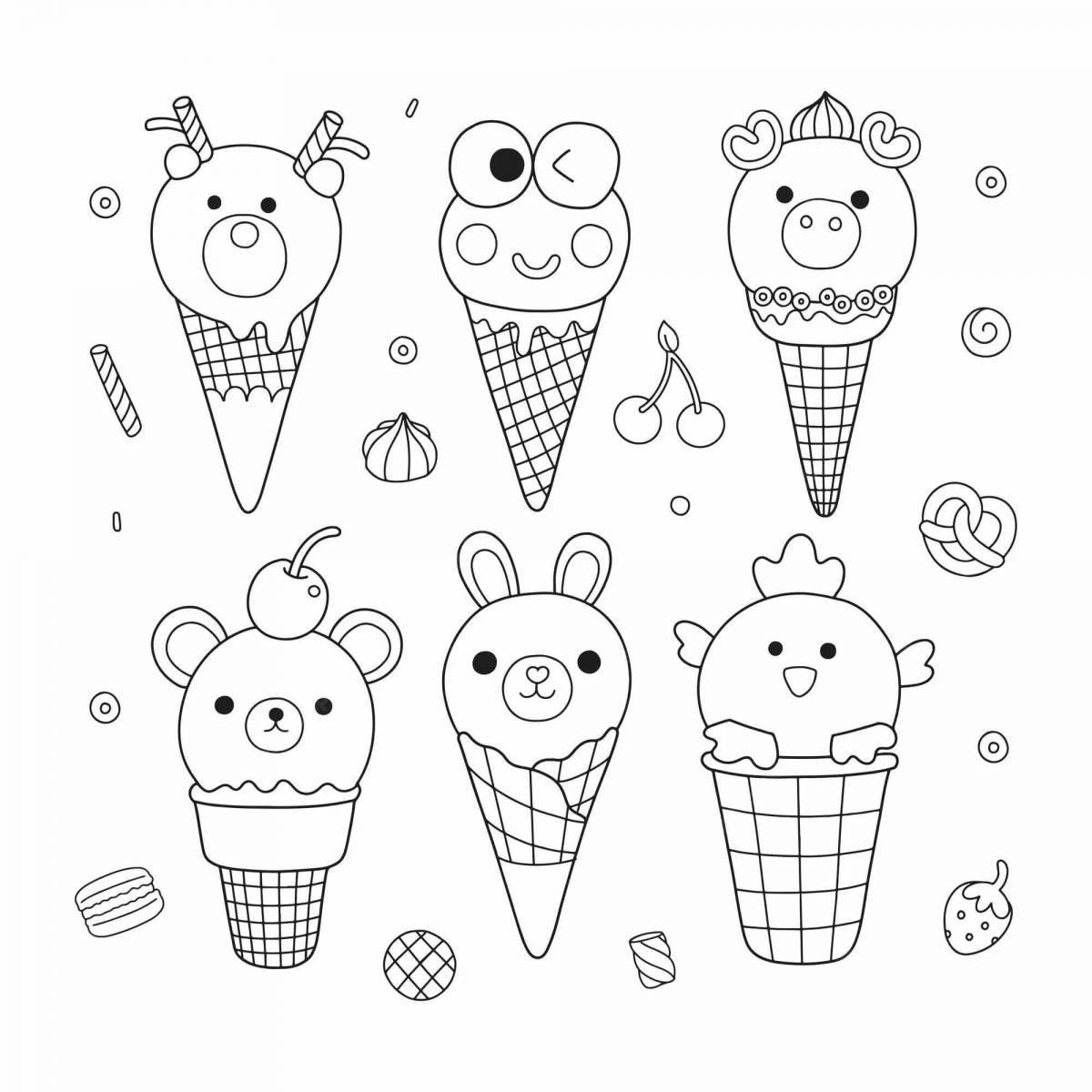 Adorable ice cream coloring page