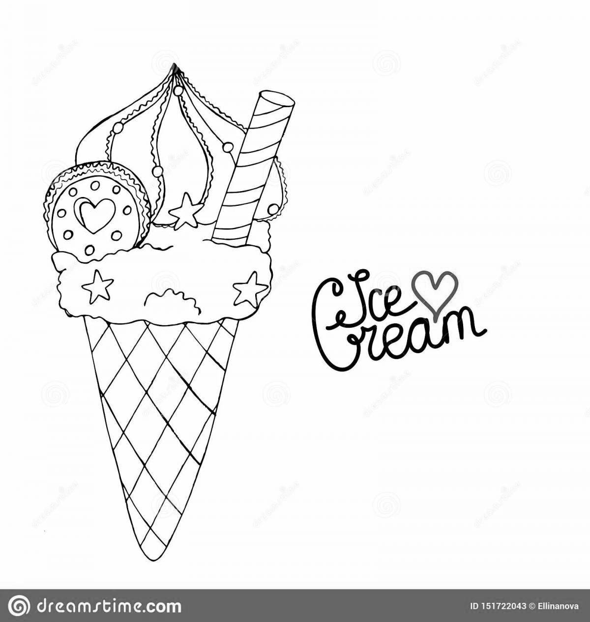 Восхитительная страница раскраски мороженого