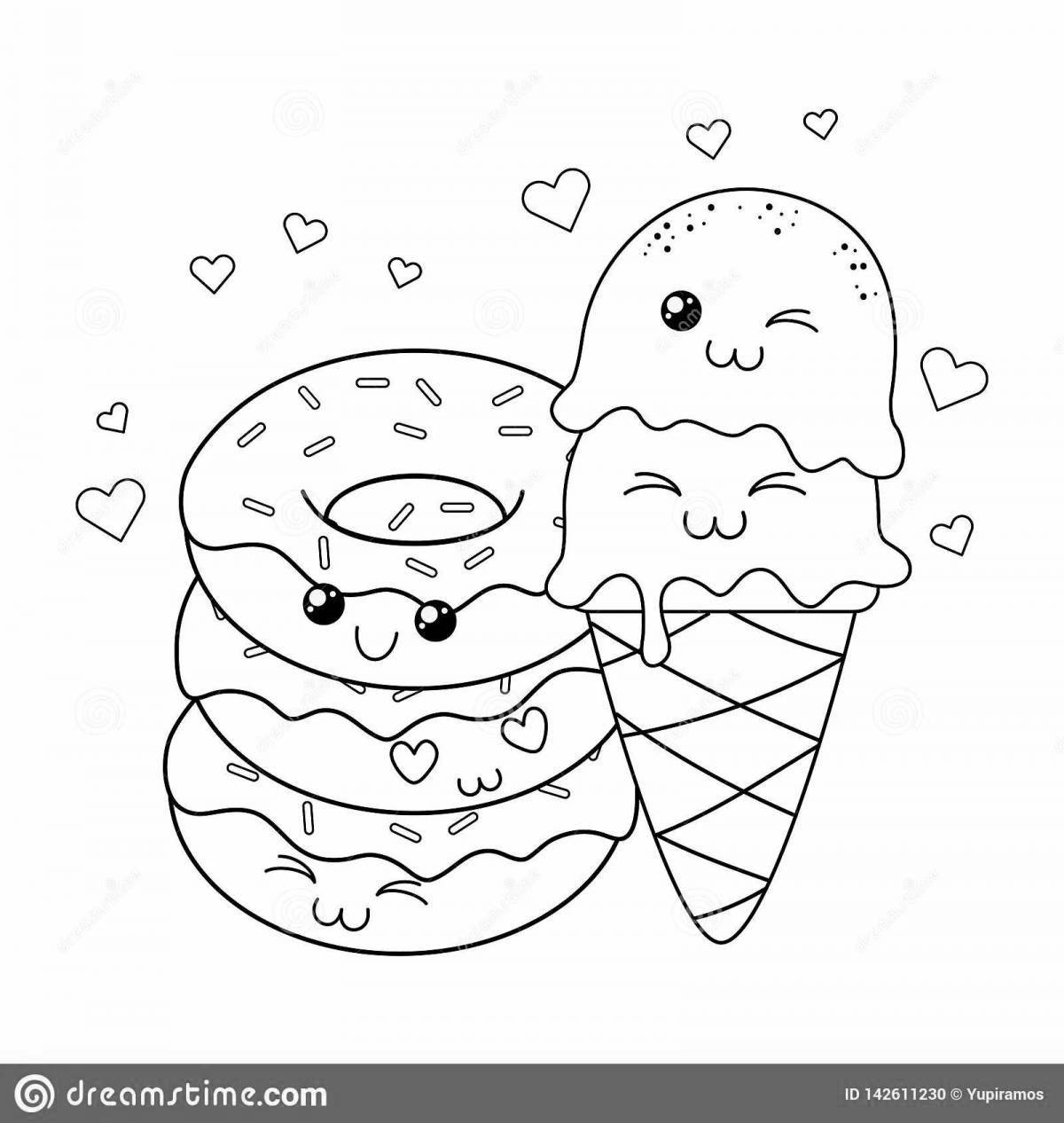 Naughty ice cream cat coloring page