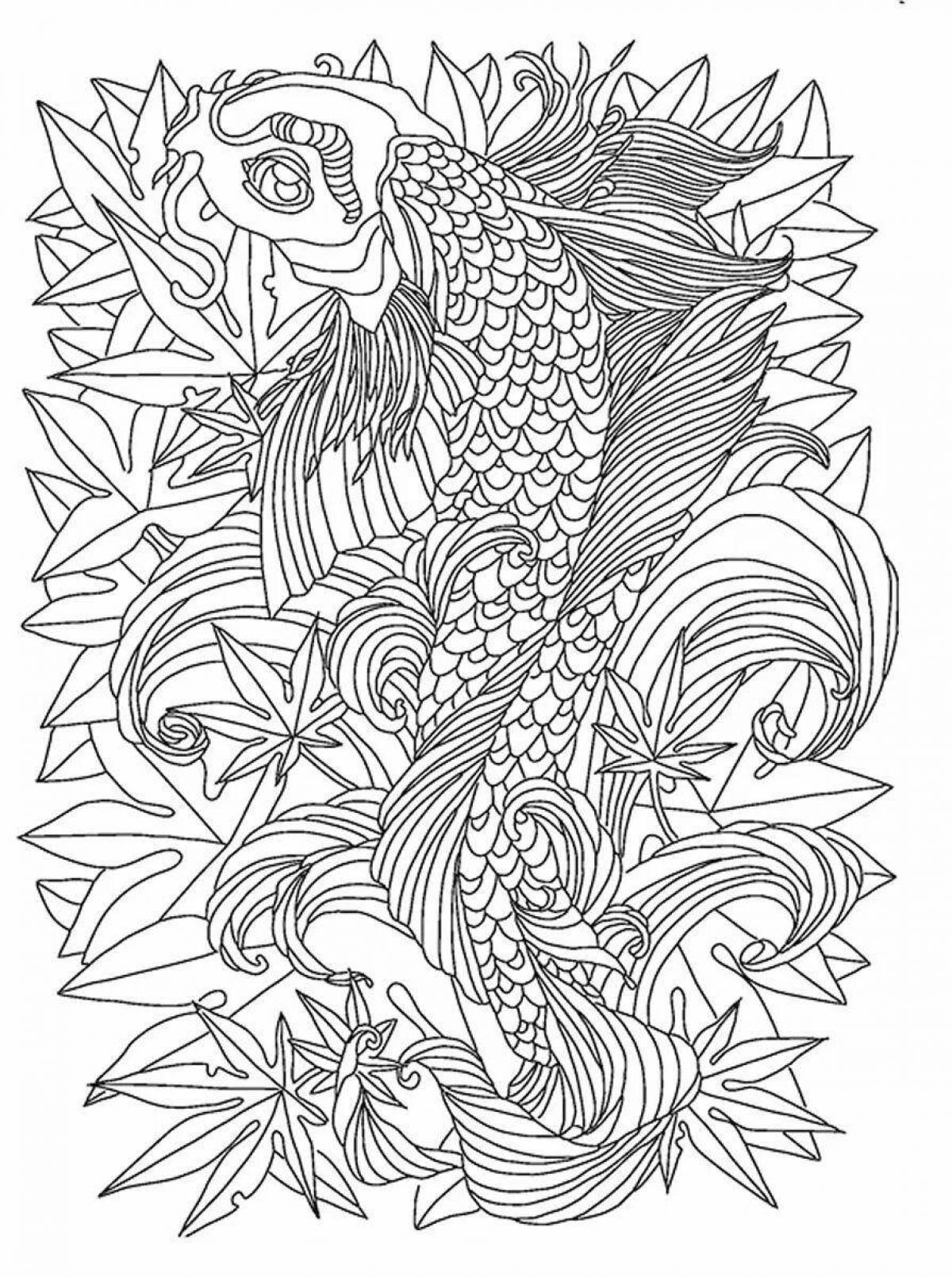 Coloring page with Chinese motifs