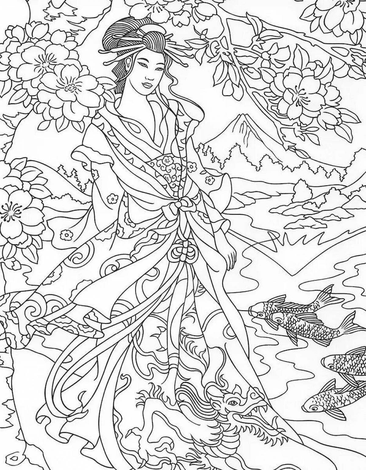 Delicate Chinese coloring page