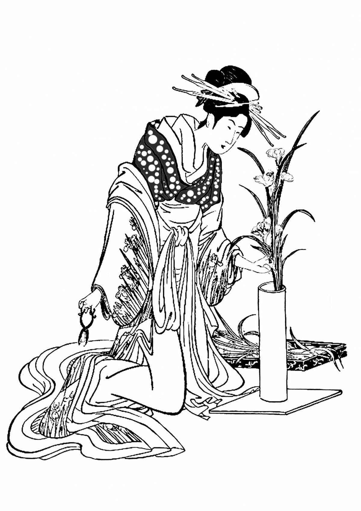 Majestic Chinese motif coloring page