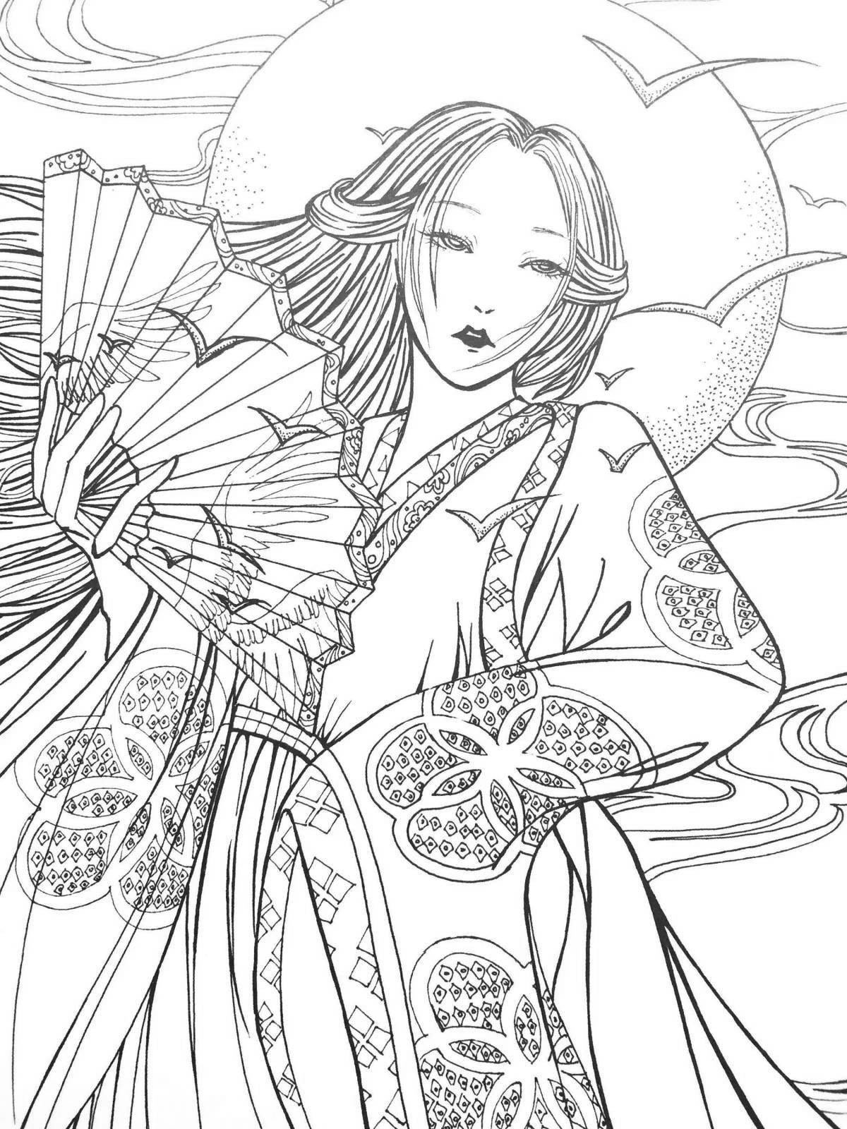 Coloring book shining chinese motif