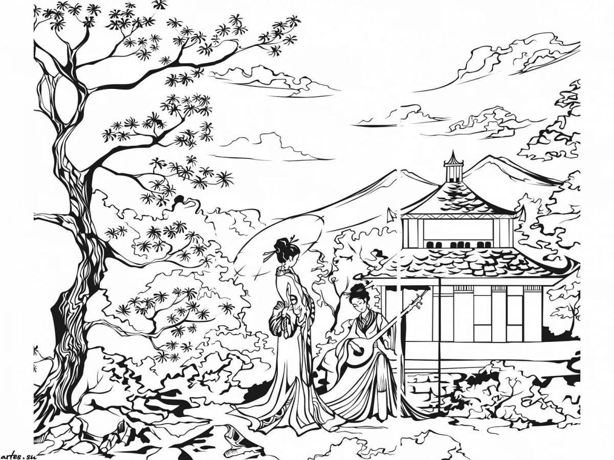Amazing coloring book with Chinese motifs