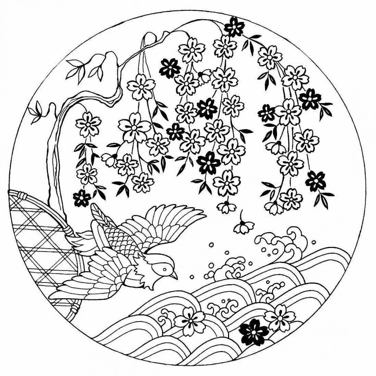 Deluxe Chinese motif coloring page