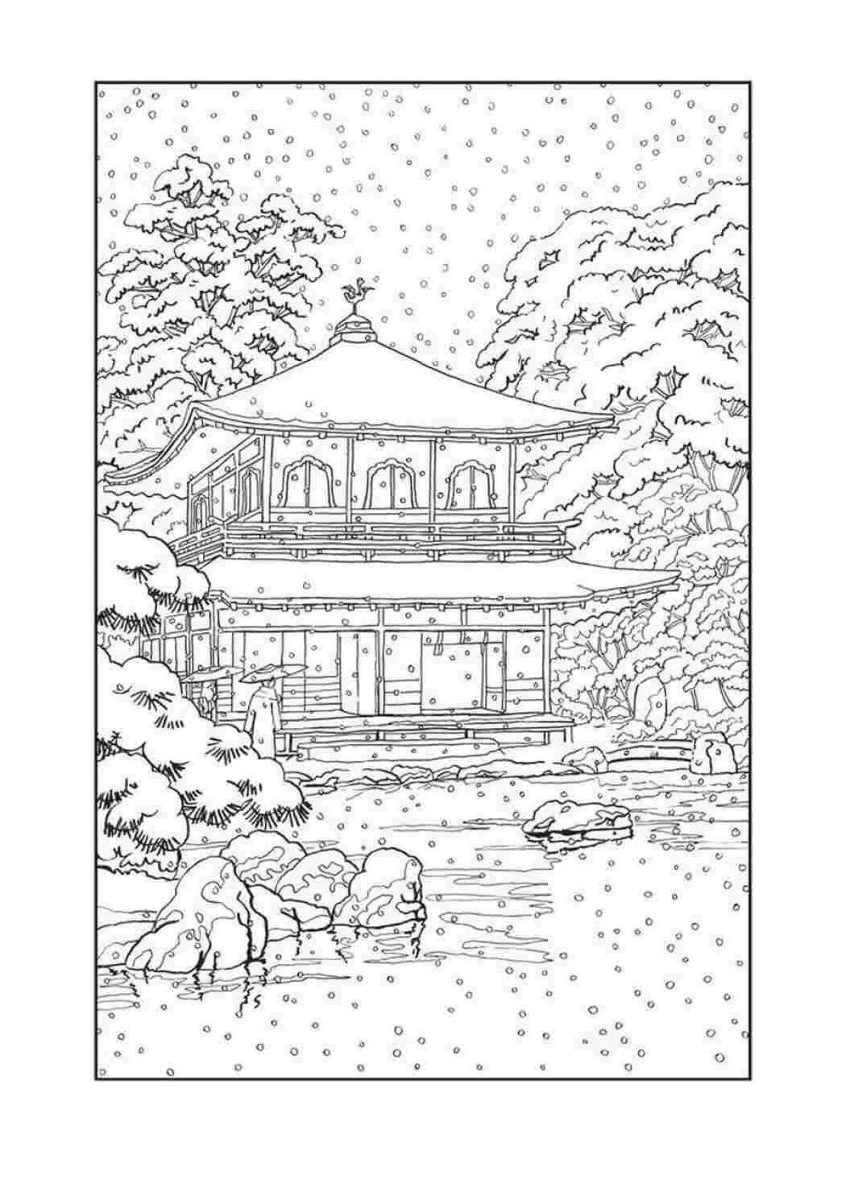 Large Chinese motif coloring page