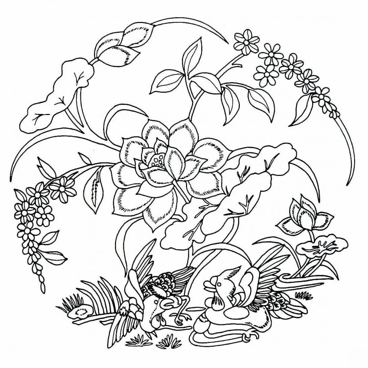 Coloring book luxurious Chinese motif