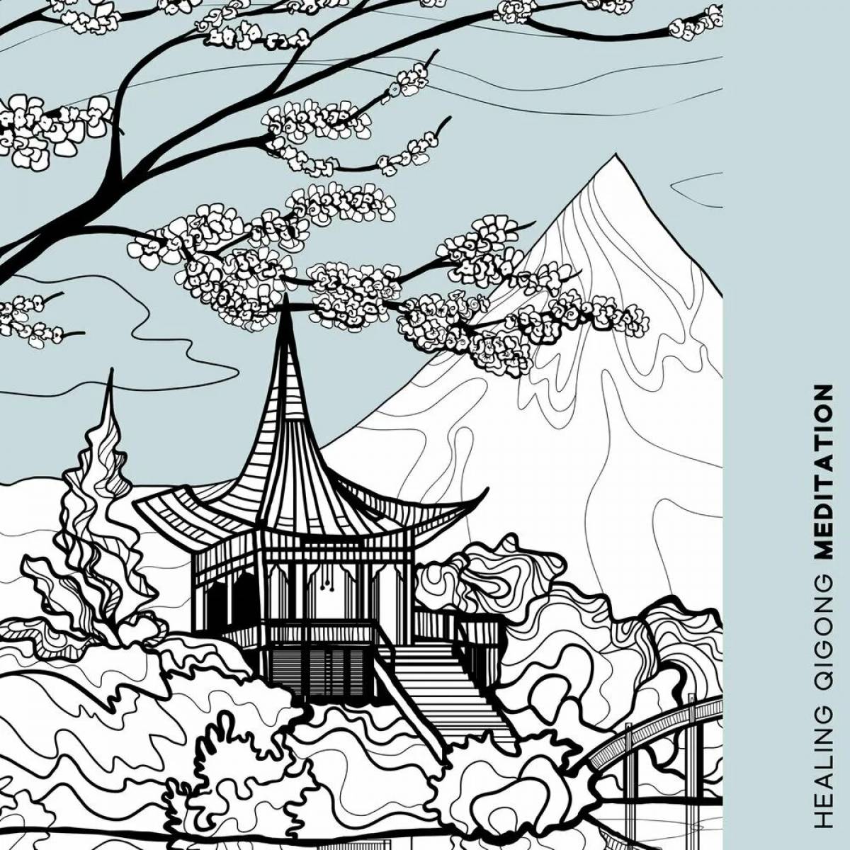 Coloring page hypnotic chinese motif