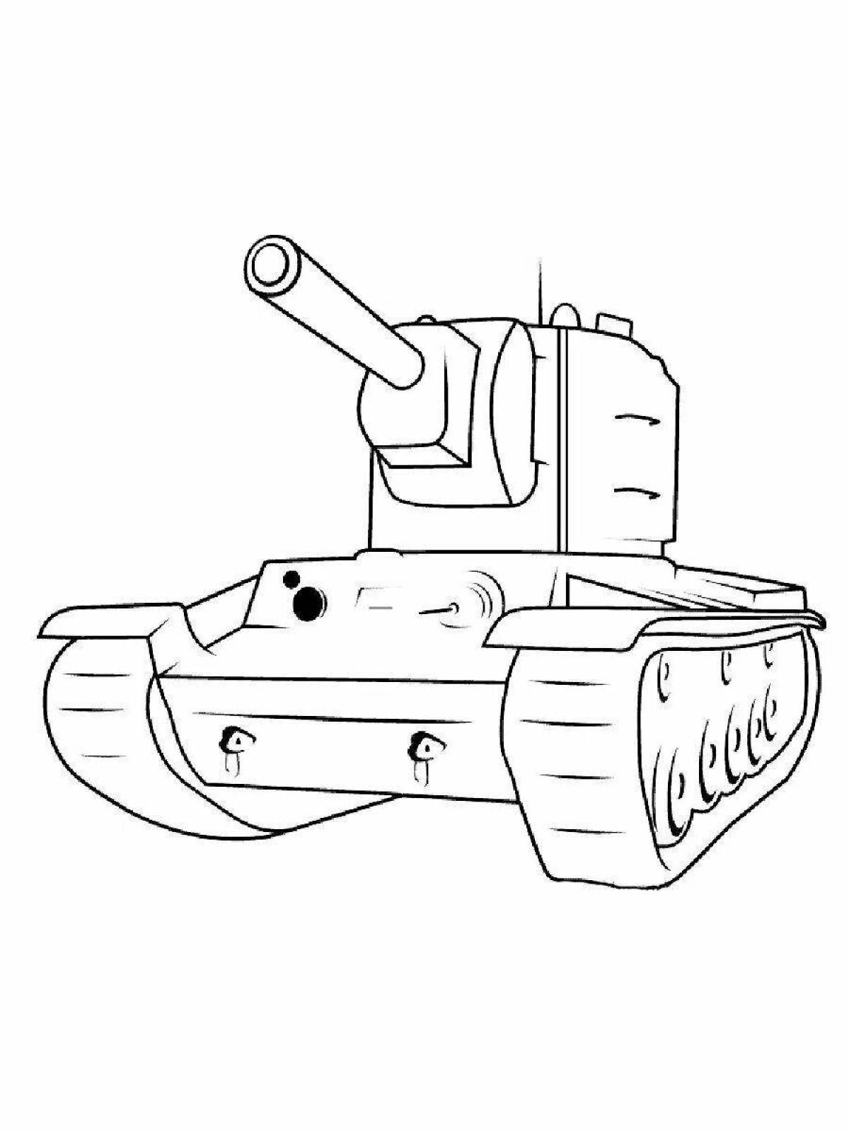Красочная раскраска танк кв1