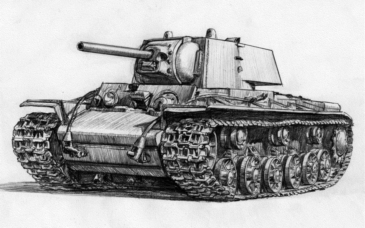 Раскраска изысканный танк кв1