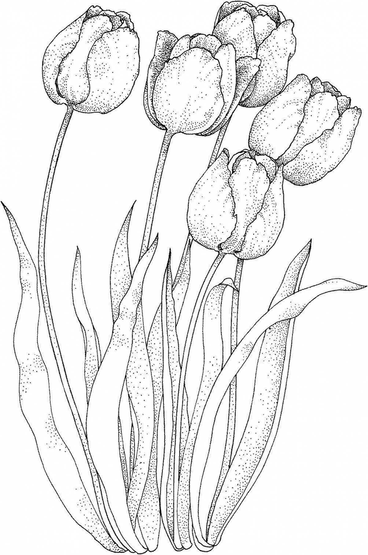 Glittering tulip coloring page