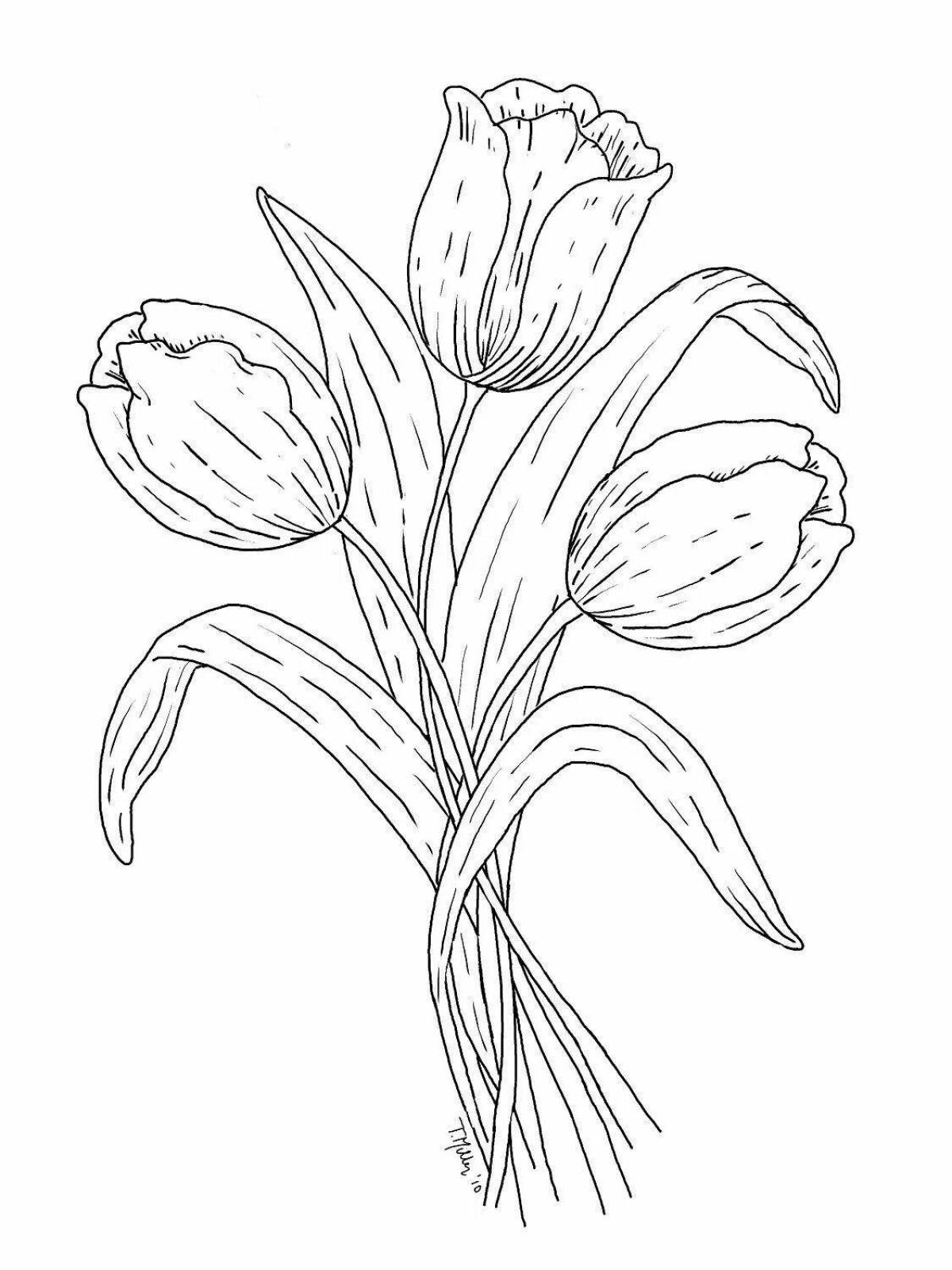Sparkling tulip coloring page