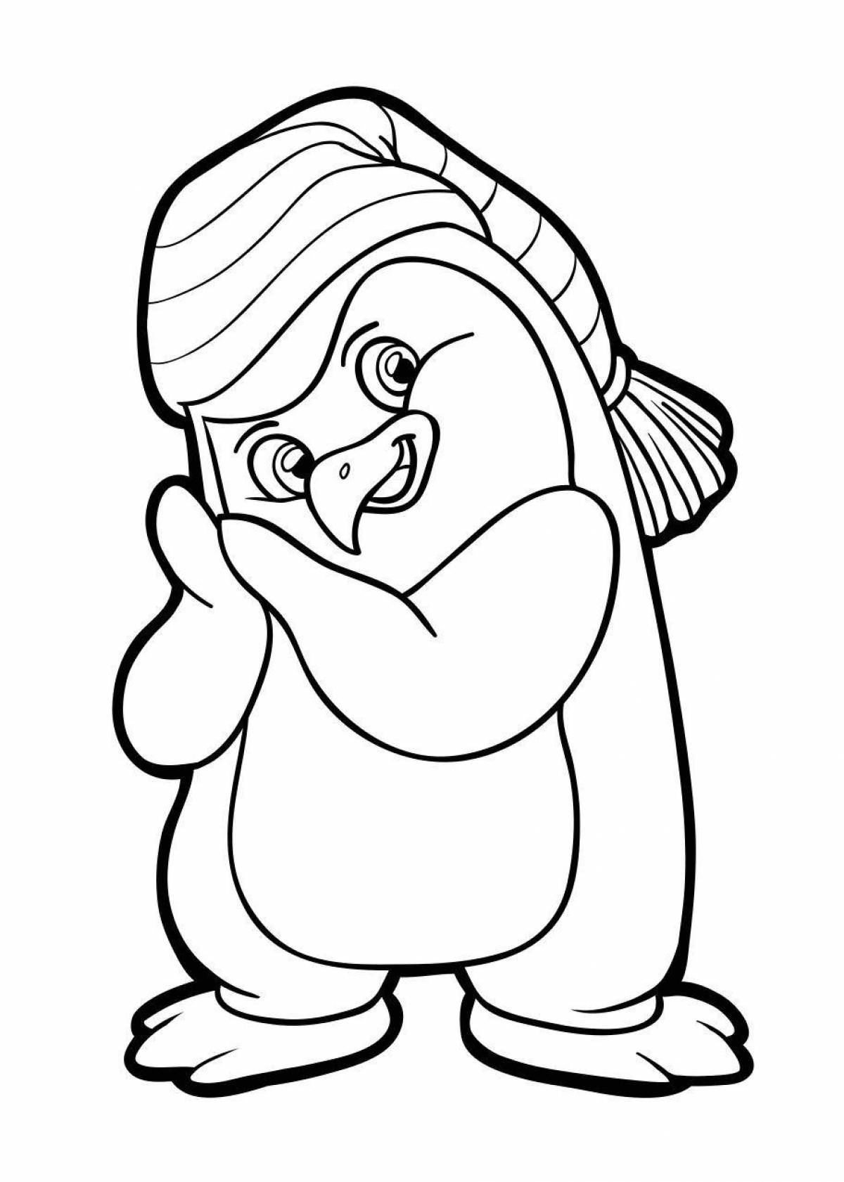 Fancy coloring funny penguin