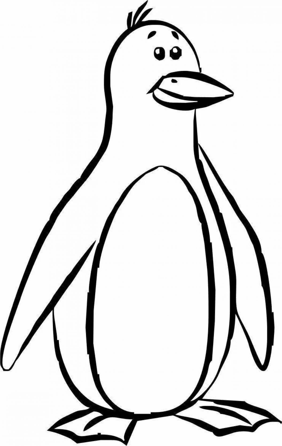 Милая раскраска забавный пингвин