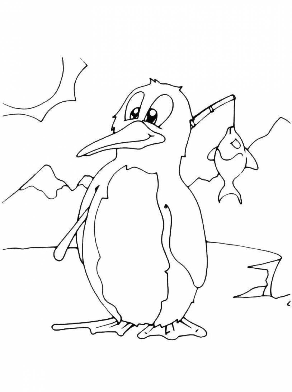Раскраска смешной пингвин