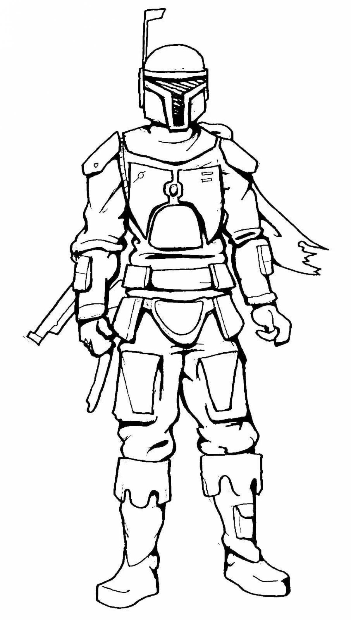 Colorful boba fett coloring page
