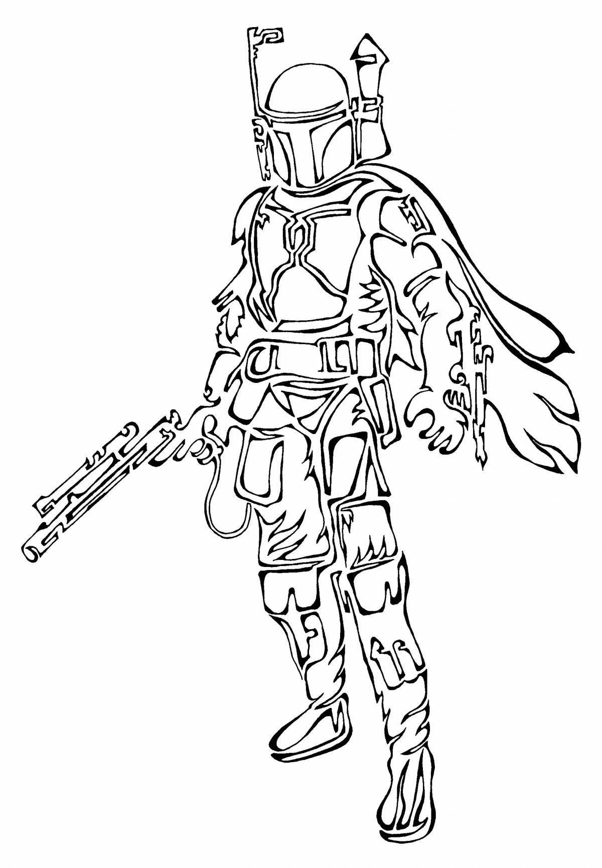 Glowing boba fett coloring page
