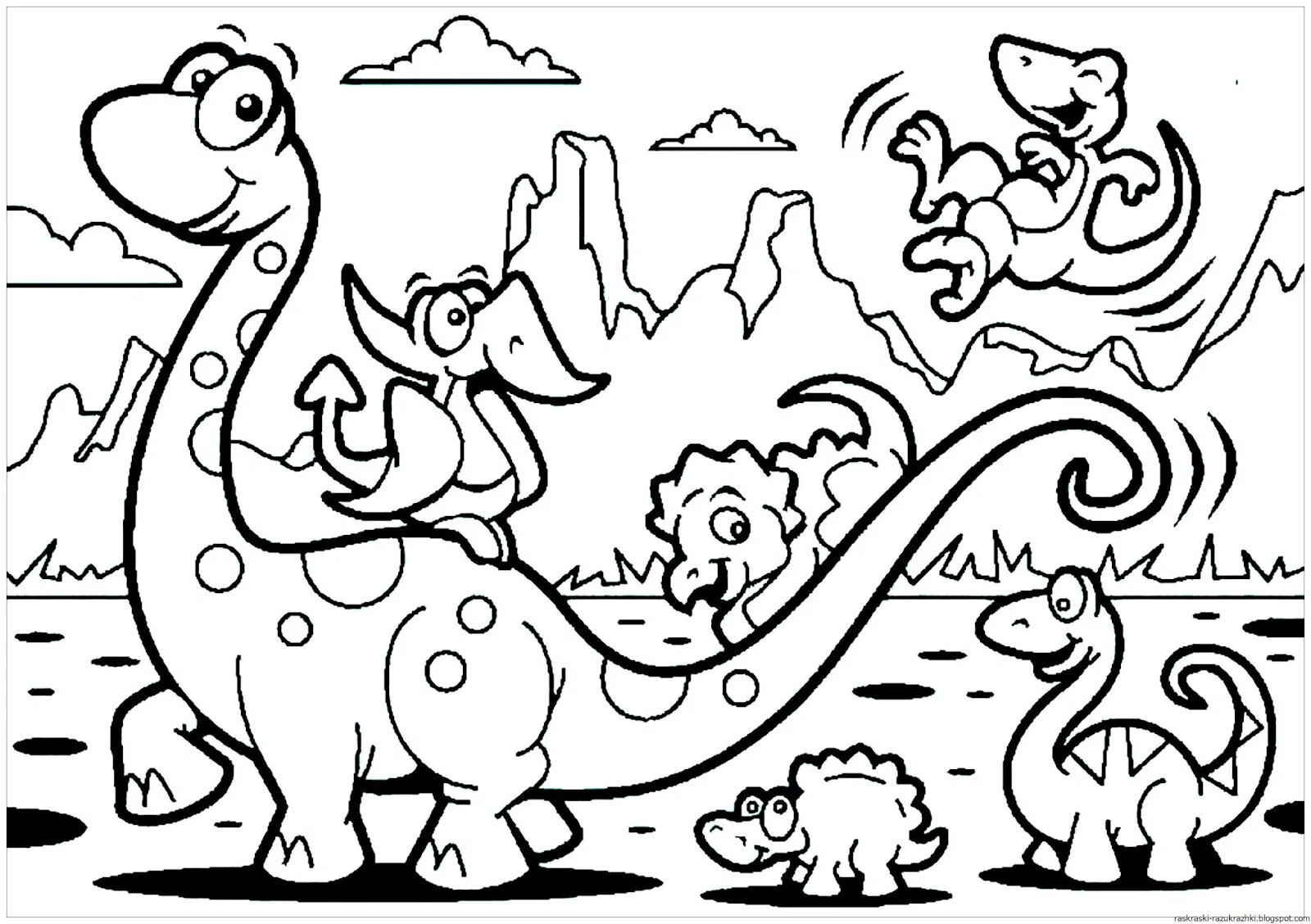 Забавные раскраски динозавров